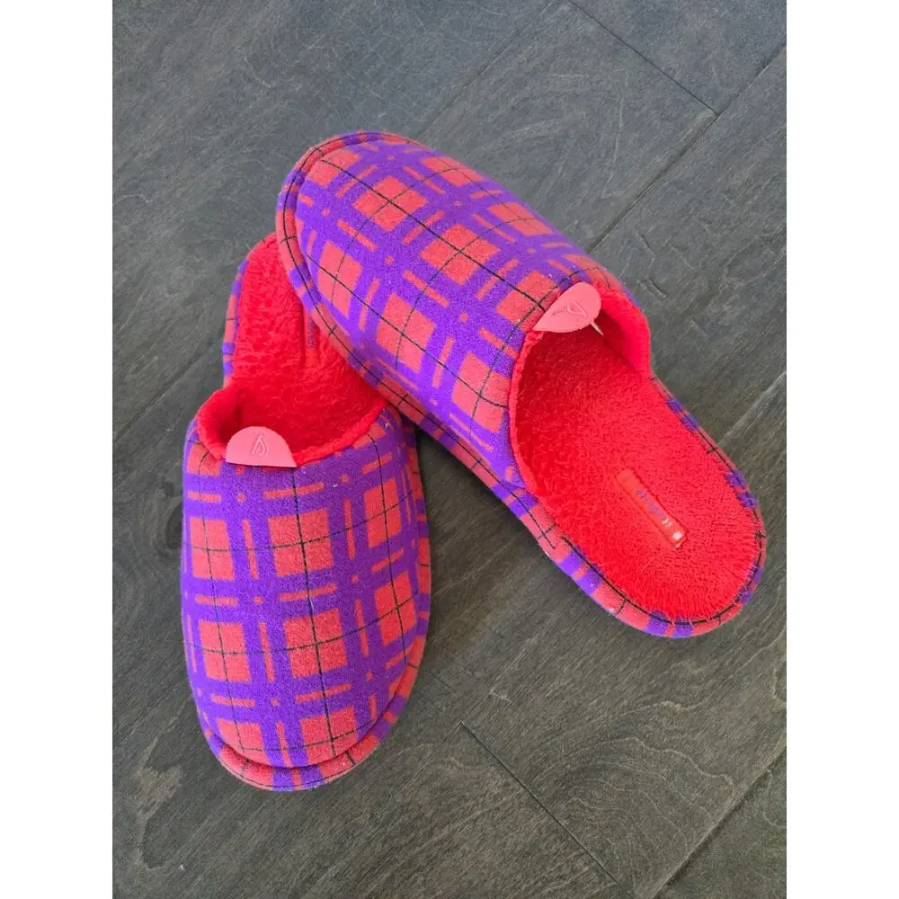 Allbirds Wool Tartan Plaid Slippers Orange Purple Slip On Men' 9-10 Women 10-11